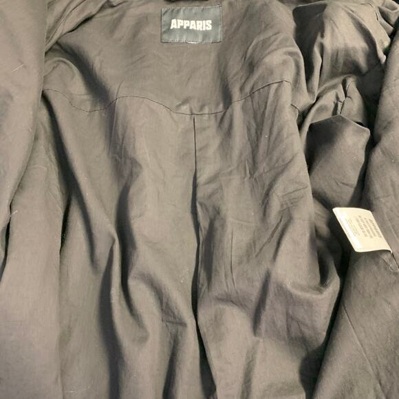 APPARIS Size XL Black Polyester Tweed Patch Pockets Fringed Coat - Picture 6 of 8